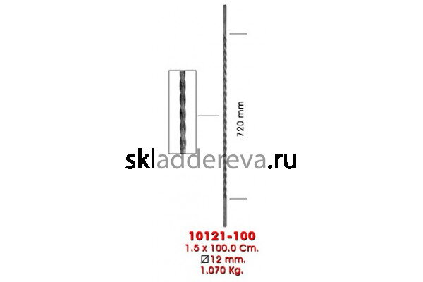 Кованные балясины - 10121-100 (кв. 12 с круч., 1 м)