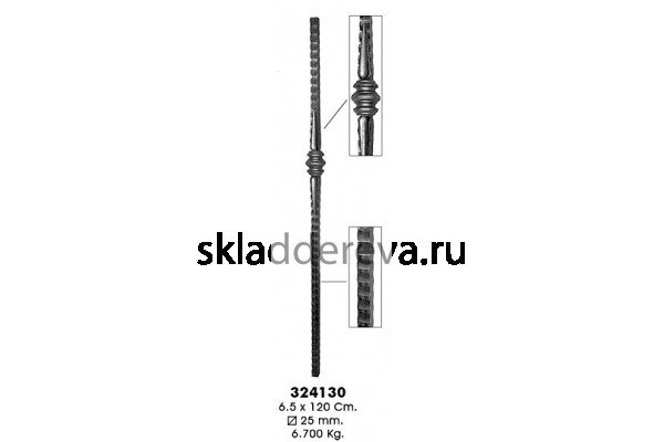 Столб начальный ручной ковки - 324130 (кв. 25 мм)